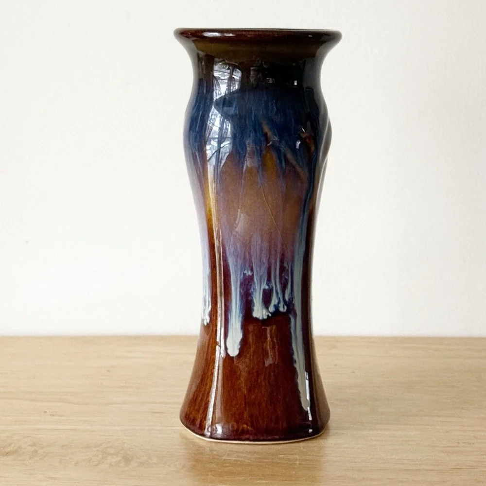 Bill Campbell Studio Pottery 7.5” Inch Vase Signed Drip Glaze Artisan Wabi Sabi - Picture 2 of 15